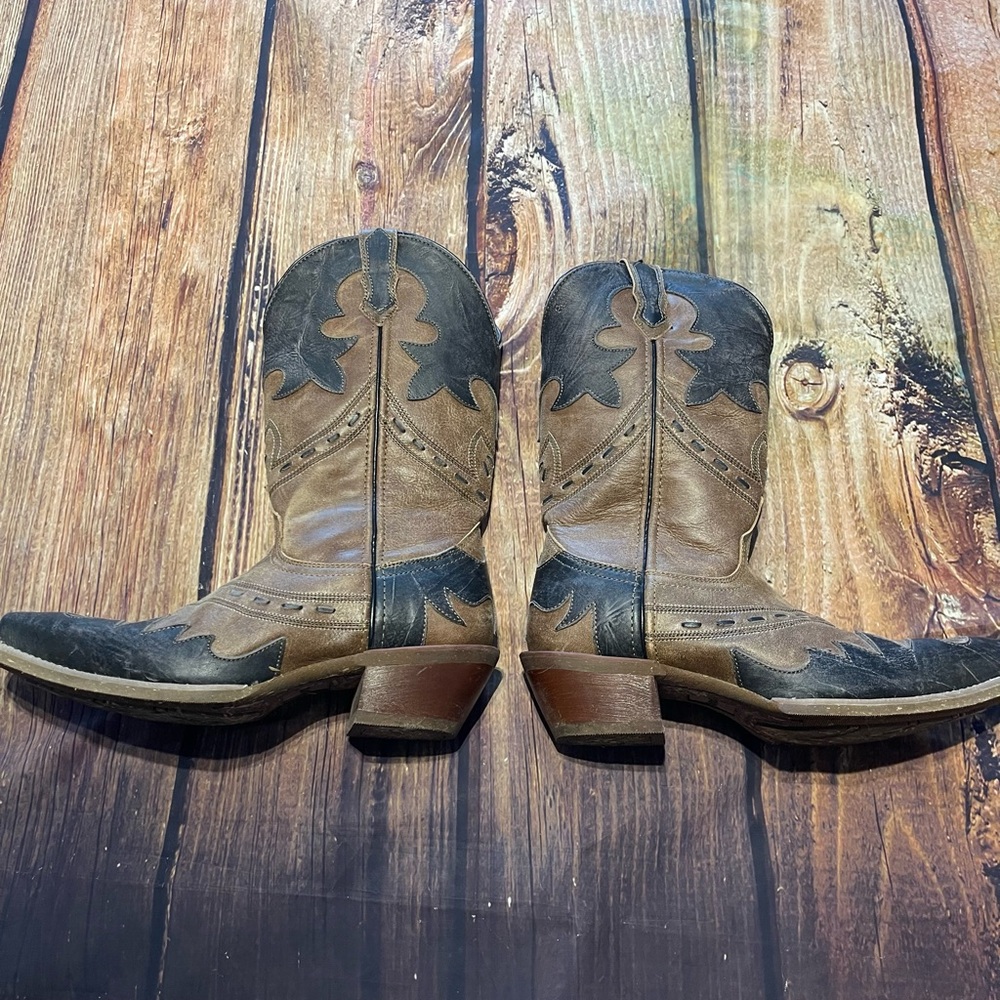 Laredo Porter Men's Tan Leather Western Boots Snip Toe Size 8D - Picture 3 of 9